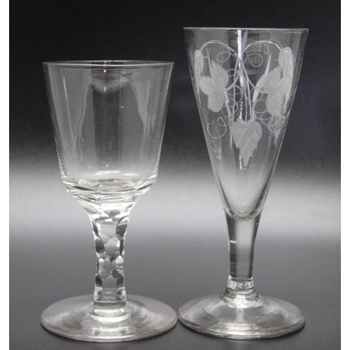 233 - A collection of four ale glasses to include an 18th century with hops and barley c.1780, a late 18th... 