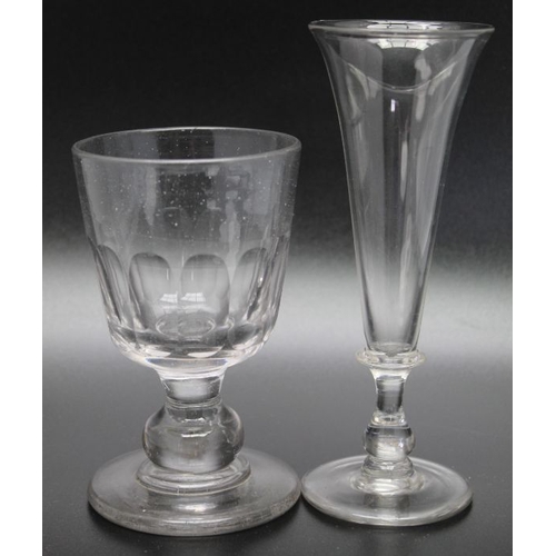 234 - A selection of five glasses to include a Georgian small engraved rummer c.1800, an 18th century engr... 