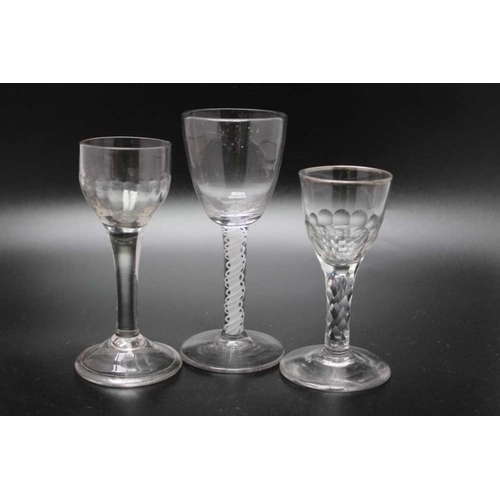 235 - An 18th century opaque twist glass single series & Central Gauze Circa 1760, together with an 18h ce... 