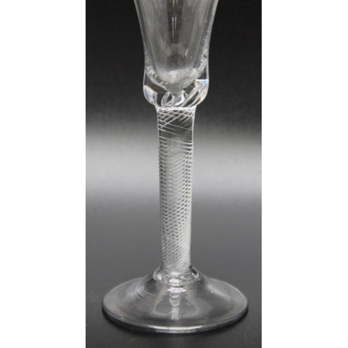 237 - An 18th century air twist wine glass, circa 1755, together with  an 18th century Silesian stem wine ... 