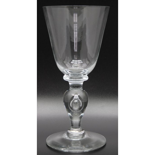 238 - A large Victorian copy of early 18th century balustroid wine glass, circa 1890, together with A Vict... 