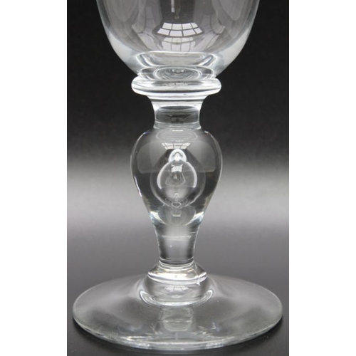 238 - A large Victorian copy of early 18th century balustroid wine glass, circa 1890, together with A Vict... 