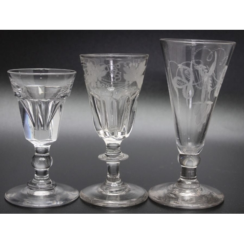 245 - A large collection of glass ware including; a Victorian deceptive glass c.1850, an century etched wi... 