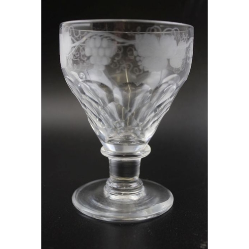 248 - A collection of three various glasses, includes an 18th century spirit glass, with engraved bowl and... 