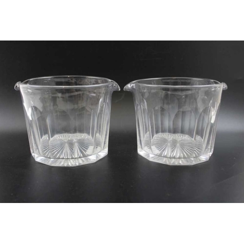 249 - Four early 19th century faceted glass risers with double lipped form having star cut bases