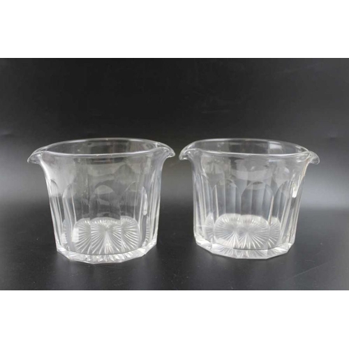 249 - Four early 19th century faceted glass risers with double lipped form having star cut bases