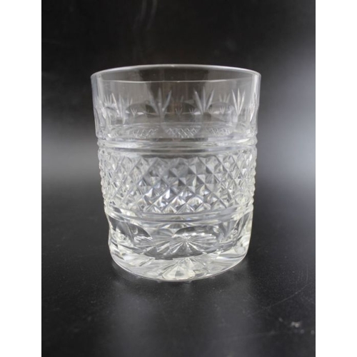 264 - A set of four Cumbria Crystal hobnail and faceted whisky tumblers