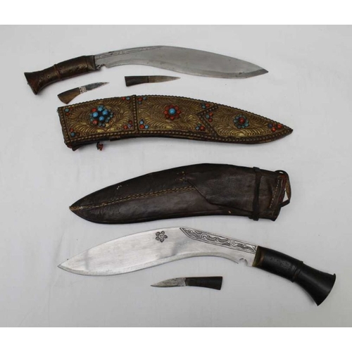 274 - Two Traditional Kukuri knives, one plain & one highly decorated