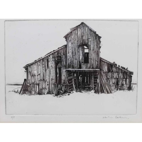 307 - After Martin Caulkin, Three artist proof engravings, depicting dilapidated wooden structures. 12.5 x... 