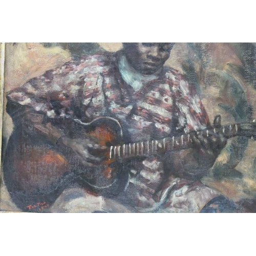 331 - Tod Picton - Warlow (1907-1981), North African Jazz Guitarist, 62cm x 75cm, oil on board, signed & d... 