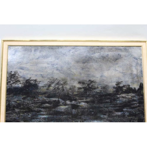 332 - Gilbert Mason (1913-1972), Landscape with two figures typically dark pigment over varnished, 70cm x ... 