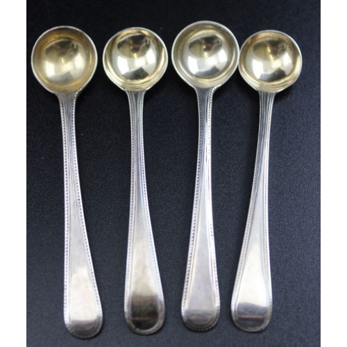 35 - Two pairs of George III matching beaded edge salt spoons, one pair by Charles Hougham, London 1788, ... 