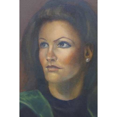 354 - John Voss, female portrait 'Margaret', oil on canvas, 50cm x 60cm, signed & unframed