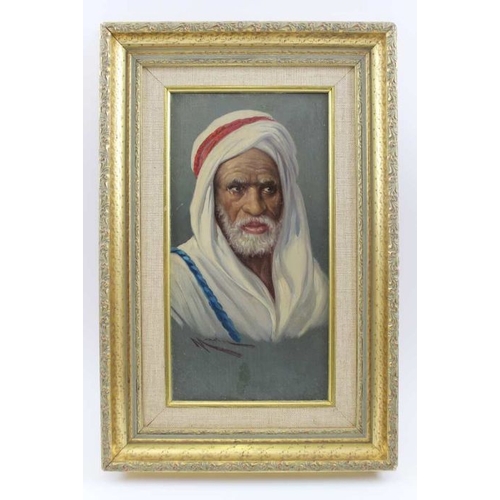 358 - Ricardo Marin (1874-1942), 'Arab' (portrait of an elderly gentleman), oil painting on panel, signed,... 