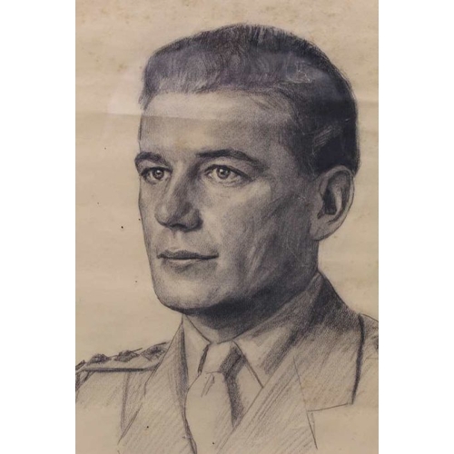 361 - Leo Arthur Robinson, portrait of a Military Officer, graphite on paper, 41cm x 52cm, signed & titled... 