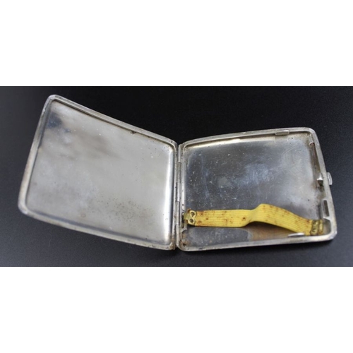 39 - An Iraqi  Niello white metal cigarette case, decorated with river scenes to either side, 8cm x 9cm, ... 