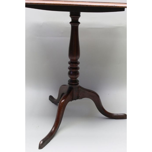 419 - A George III mahogany tilt top occasional table, rectangular top on stem and triform supports, 76cm ... 