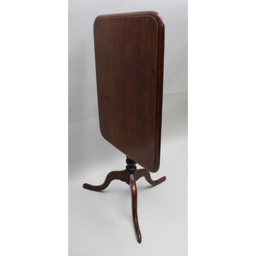 419 - A George III mahogany tilt top occasional table, rectangular top on stem and triform supports, 76cm ... 