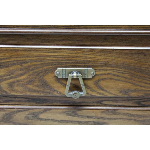 420 - A late Victorian oak twin pedestal desk with inset skiver top over three inline drawers upon two thr... 