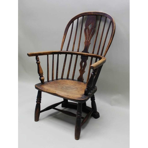 423 - A 19th century stick and splat back armchair