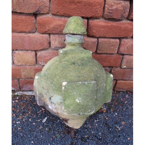 439 - A carved limestone finial, ball form, approximately 45cm