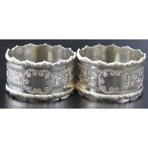 45 - A pair of silver floral engraved napkin rings, Sheffield 1905 combined weight 55g