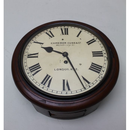 475 - A 19th century mahogany cased wall clock the dial with Roman numerals, inscribed Camerer Cuss & Co. ... 