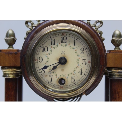 478 - A late 19th century Portico clock, decorative brass mounts, 28cm high