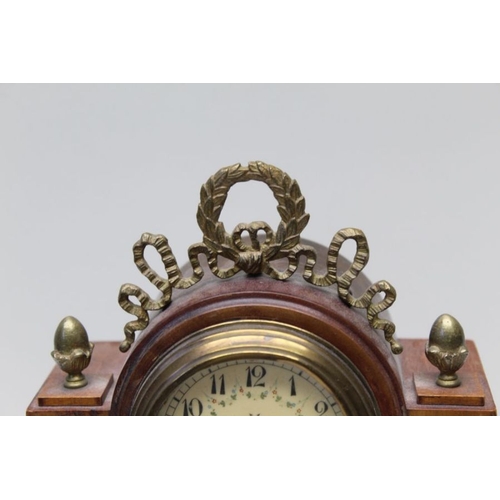 478 - A late 19th century Portico clock, decorative brass mounts, 28cm high