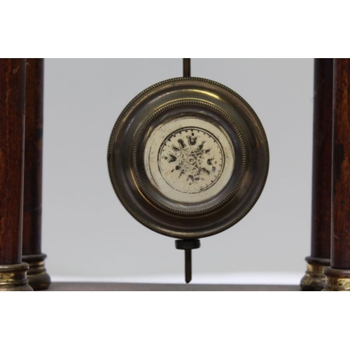 478 - A late 19th century Portico clock, decorative brass mounts, 28cm high