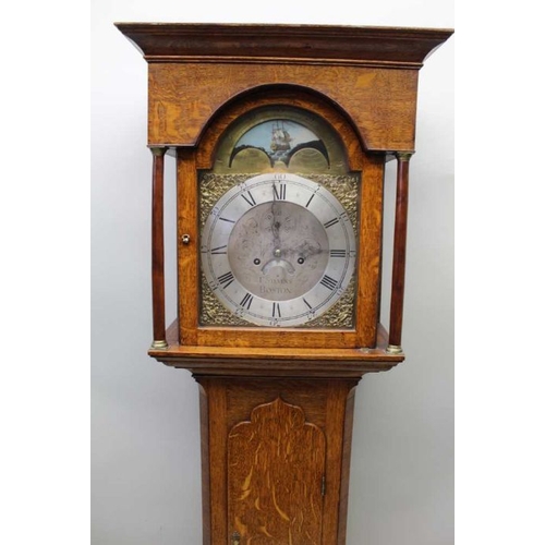 482 - Stevens, Boston, an 8-day oak longcase clock, with weight, pendulum, and two keys (mechanism & door)... 