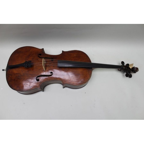 487 - A late 19th century German cello, unknown maker, from the top of the button at the back to the base:... 