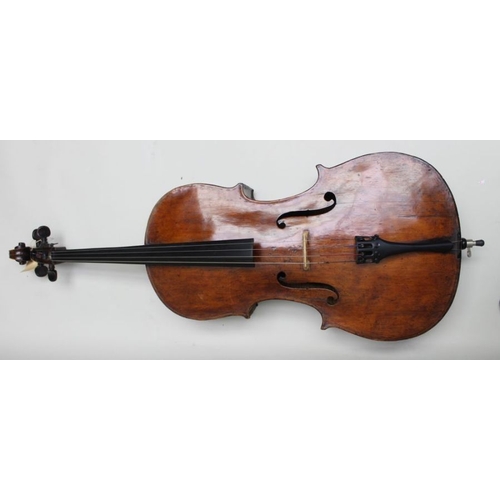 487 - A late 19th century German cello, unknown maker, from the top of the button at the back to the base:... 