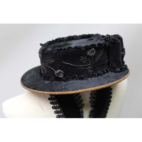 267 - An Austrian ladies beaded & black velvet hat