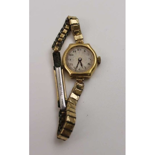 91 - Four 9ct gold cased ladies wristwatches, one with fancy 9ct gold strap