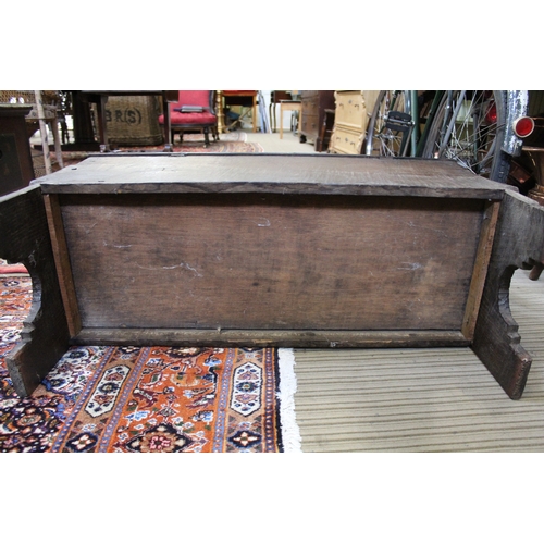 397 - An 18th century oak plank coffer, with hinged lid, 92cm wide