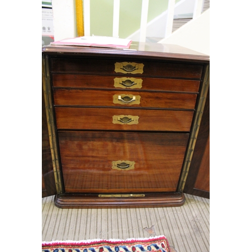 417 - A late 19th / early 20th century rosewood table top canteen for cutlery & other silverware's, the tw... 