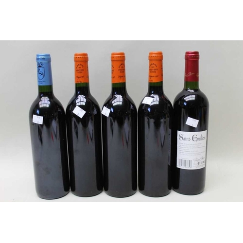 116 - Mixed lot of French red wine, 5 bottles