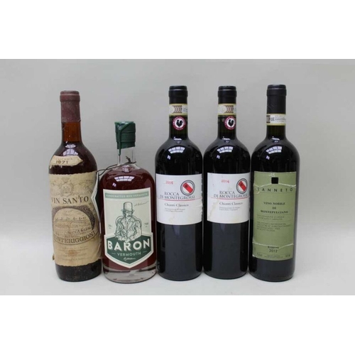 64 - 1971 Vin Santo, 1 bottle 

2014 Chianti Classico, 2 bottles

2012 Montepulciano, 1 bottle

Baron Ver... 