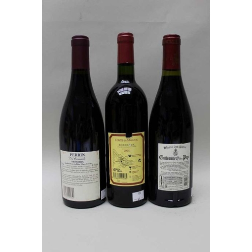 69 - Vinsobres, Cotes du Rhone Villages 2003, 1 bottle
 Comte de Maignac Bordeaux 2001, 1 bottle
 Blason ... 