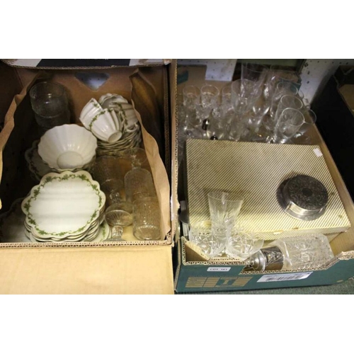 161 - Two boxes of miscellaneous glass & china