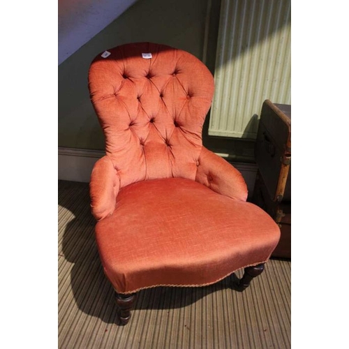 164 - A Victorian button backed nursing style chair