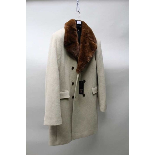 166 - A Moncrief of London double breasted jacket with fur collar, brand new with tags, size 42