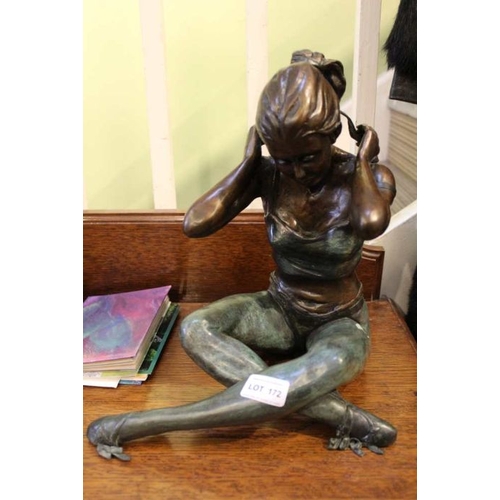 172 - Benson Landes born, 1927, a bronze of a seated Balerina, limited edition 3/25, 32cm high x 28cm deep