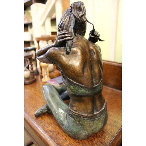 172 - Benson Landes born, 1927, a bronze of a seated Balerina, limited edition 3/25, 32cm high x 28cm deep