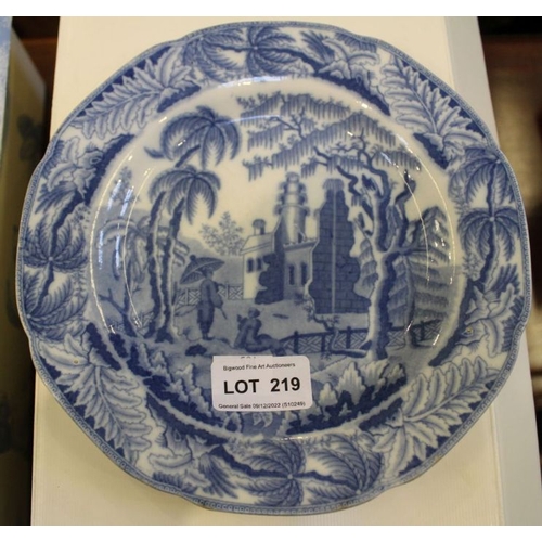 219 - Davenport blue & white plate, Oriental design