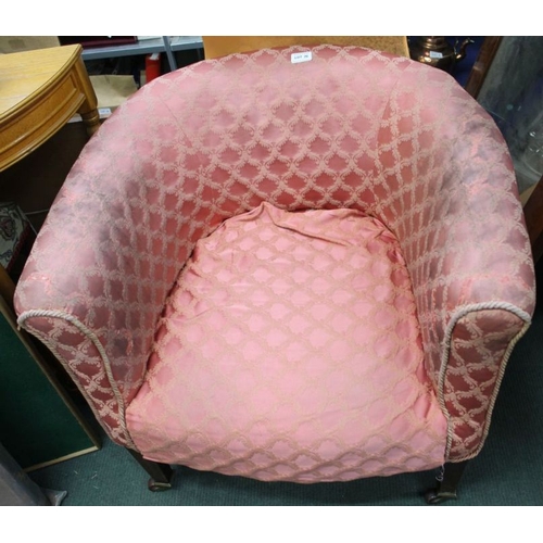 26 - An Edwardian upholstered low tub chair