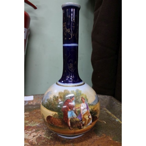 402 - A collection of domestic pottery & glassware, to include a possibly Vienna bottle vase, together wit... 