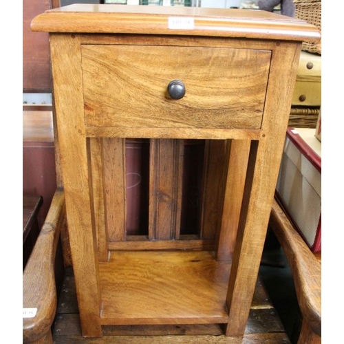 74 - An imported hard wood finish bedside unit