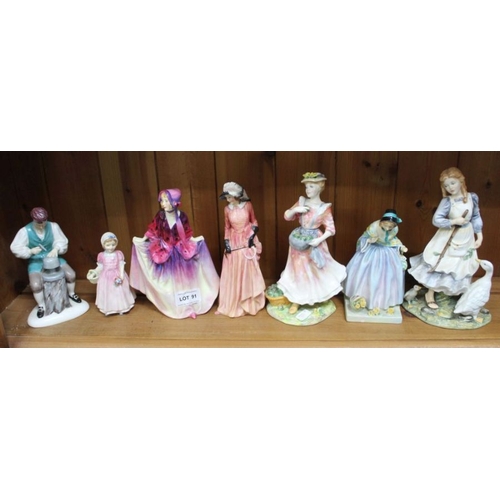 91 - Three Doulton ladies together with a selection of other Doulton ladies